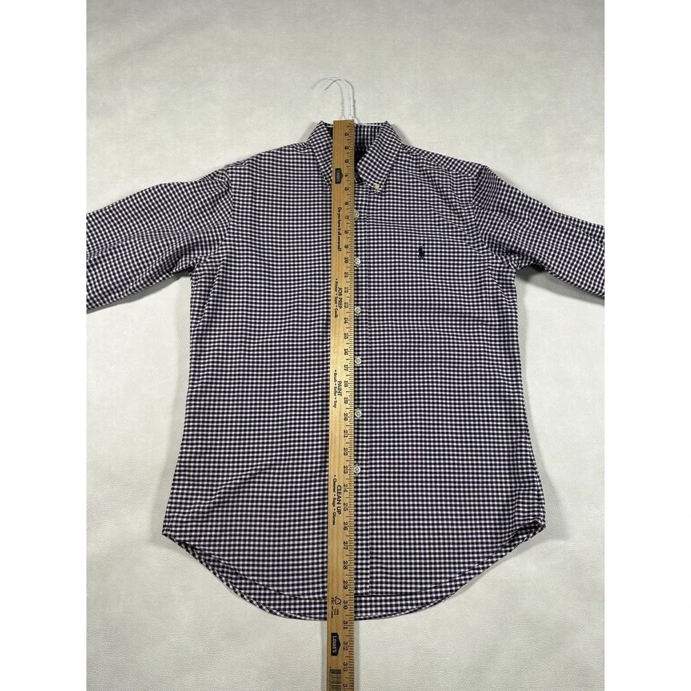 Polo Ralph Lauren Custom Fit Gingham Button Down Shirt Purple White Mens‎ Medium